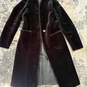 ZARA Elegant Black Women's Faux Fur Long Coat